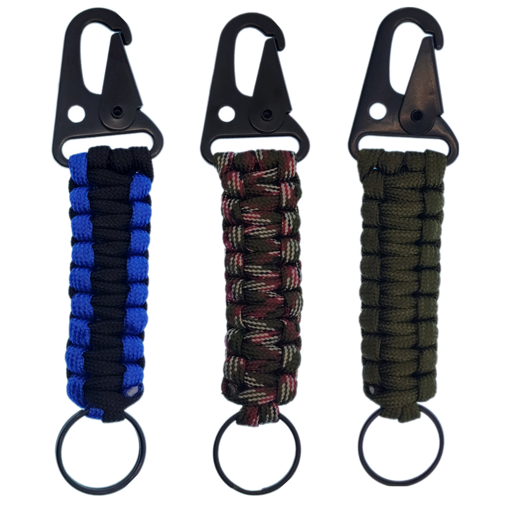 3-Pk Paracord Carabiner Keychain Ring Clasp Braided Lanyard Outdoor Survival